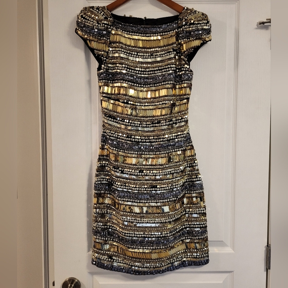Talitha black and gold beaded cocktail dress in size XS. - Picture 1 of 3